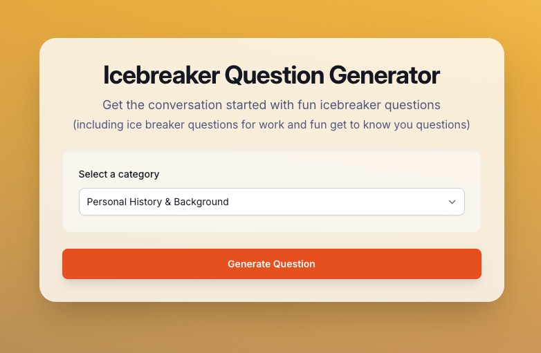 A screenshot of the icebreaker generator
